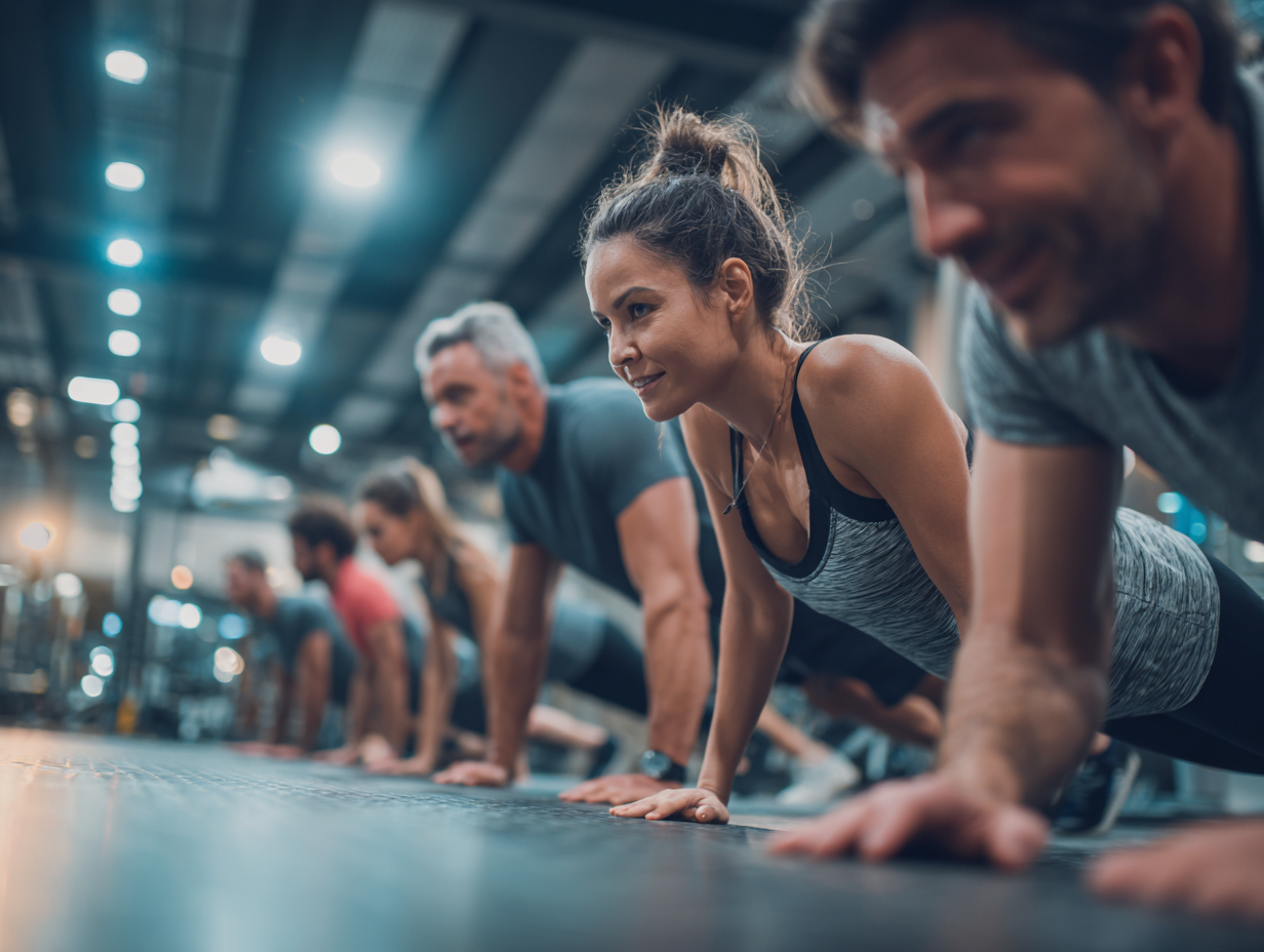 Тренер працює з клієнтом, демонструючи правильну техніку вправ